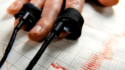 Polygraph sensors attached to a hand